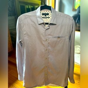 Ted Baker light blue printed button down, size 3